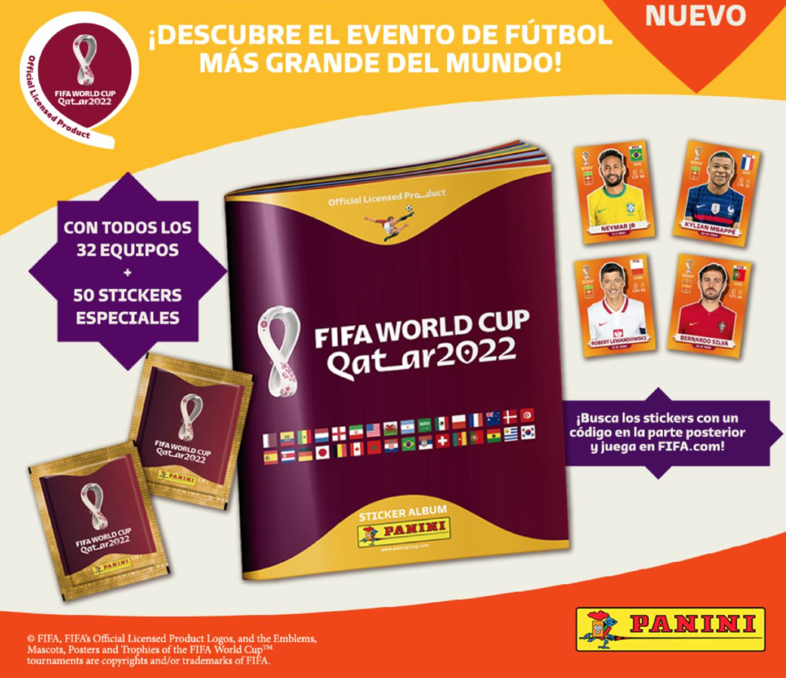Panini World Cup Qatar 2022 Packs – Orange Stickers Version – Pick Any Quantity.