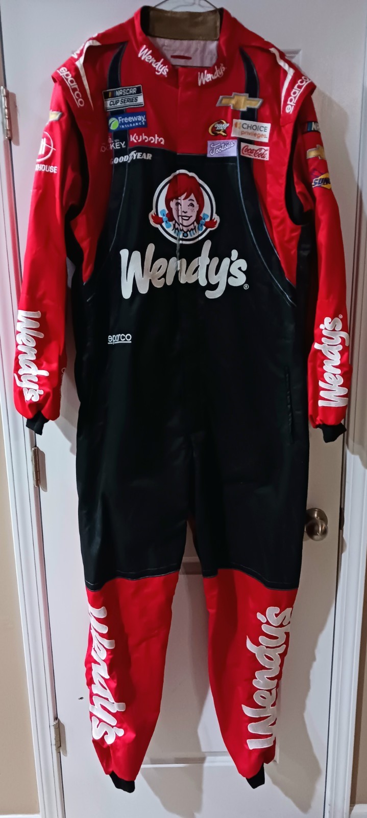 Trackhouse Racing Race Used Wendy’s Chevy Pit Crew Firesuit NASCAR Daniel Suarez
