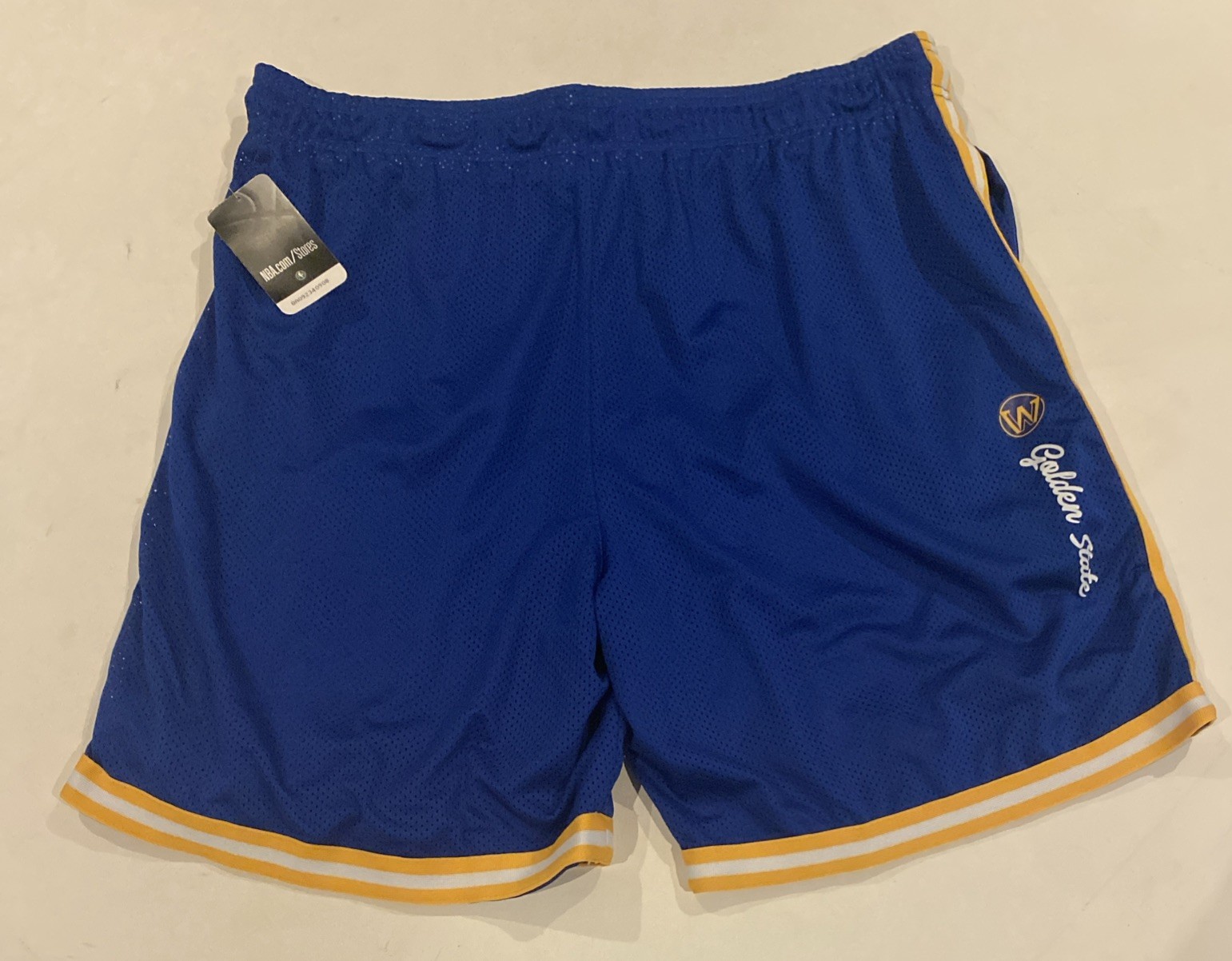 Golden State Warriors Basketball Shorts Mens XL Retro NBA Mesh Shorts Royal Gold