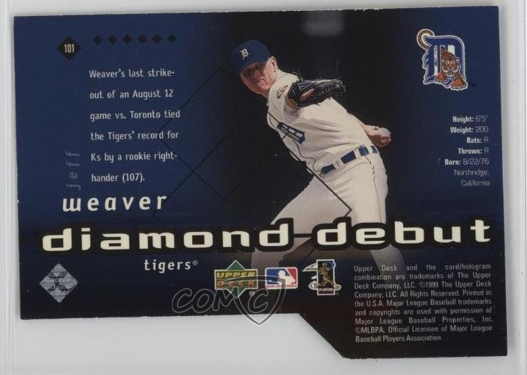 2000 Black Diamond Diamond Debut Final Cut 71/100 Jeff Weaver #101 1t1s
