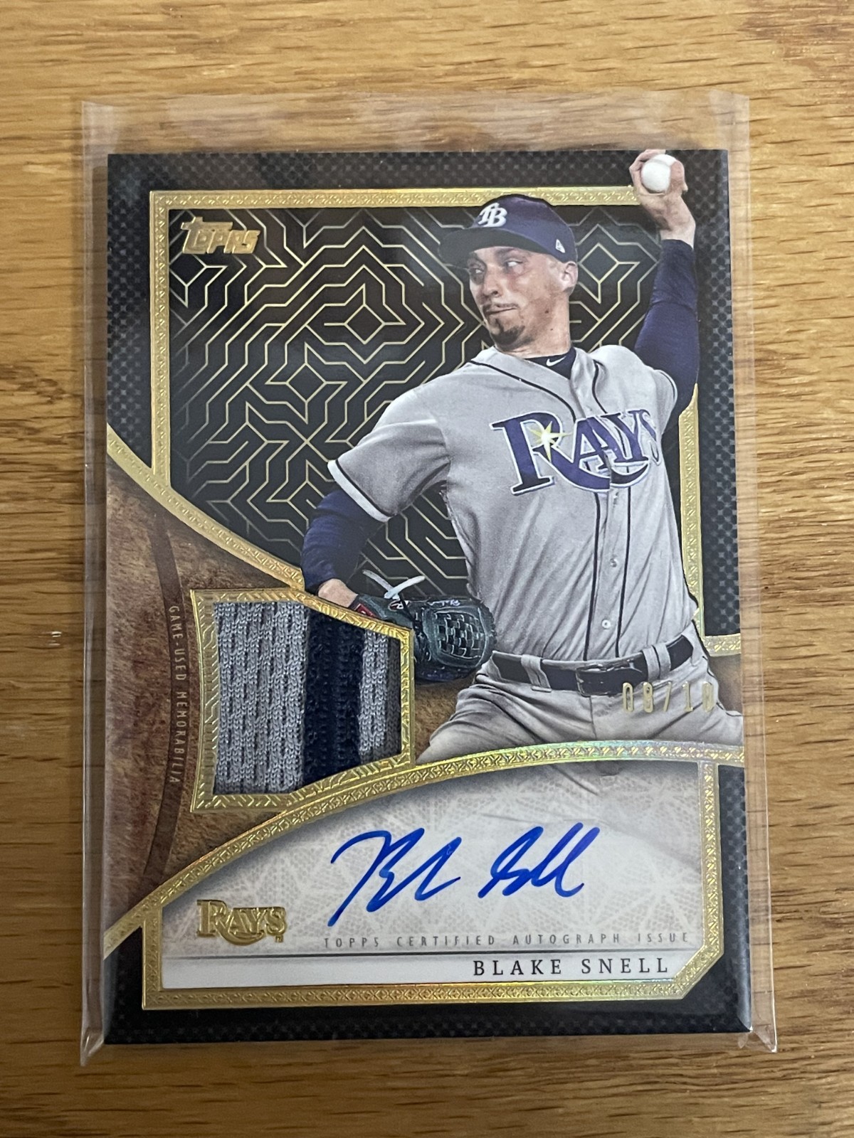 Blake Snell, 2019 Topps Series 2, Reverence Patch Auto #08/10, TB Rays, #TRAP-BS