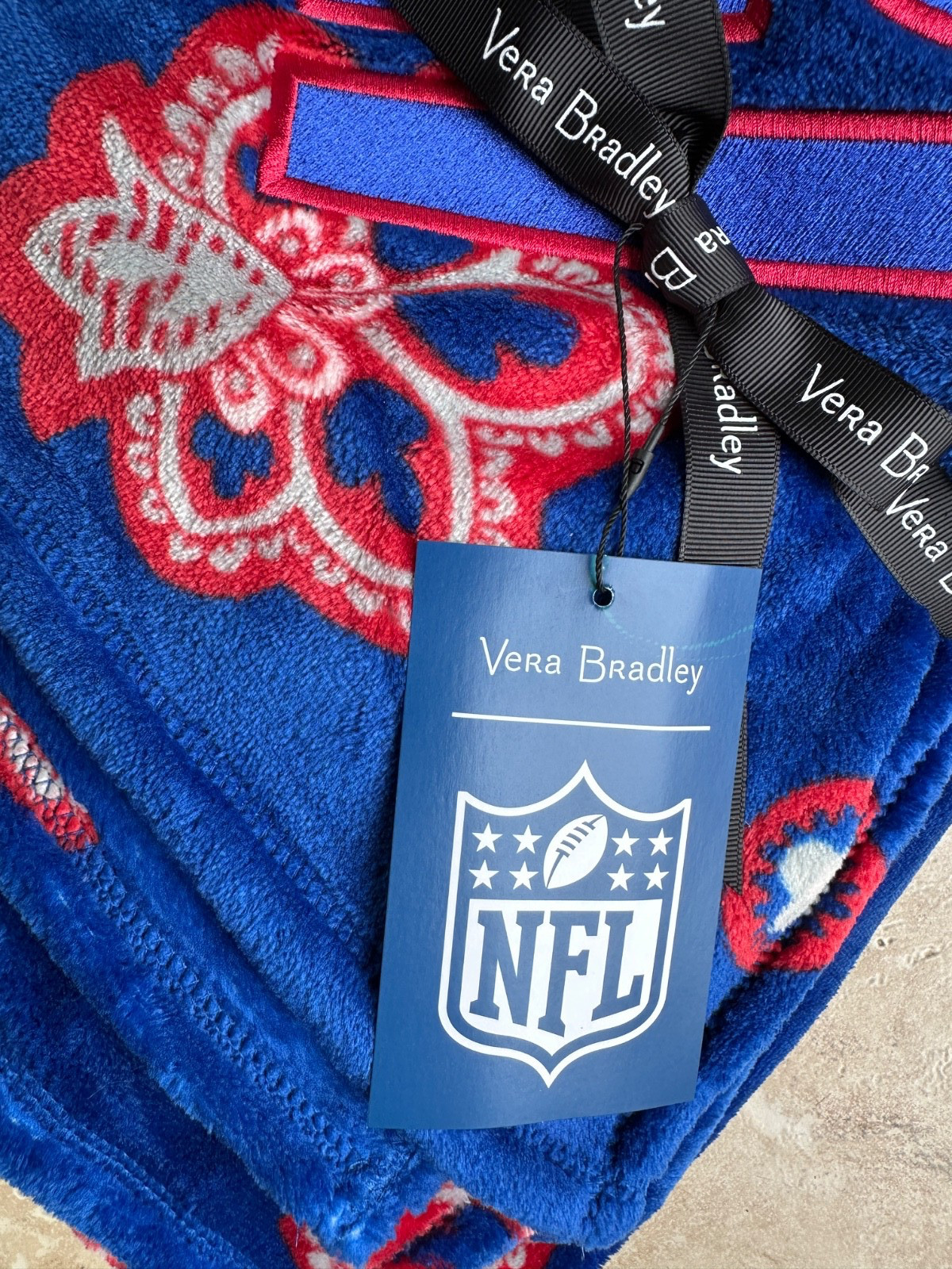 VERA BRADLEY NFL GIANTS OVERSIZED THROW BLANKET:NWT NEW YORK GIANTS 94″x66″
