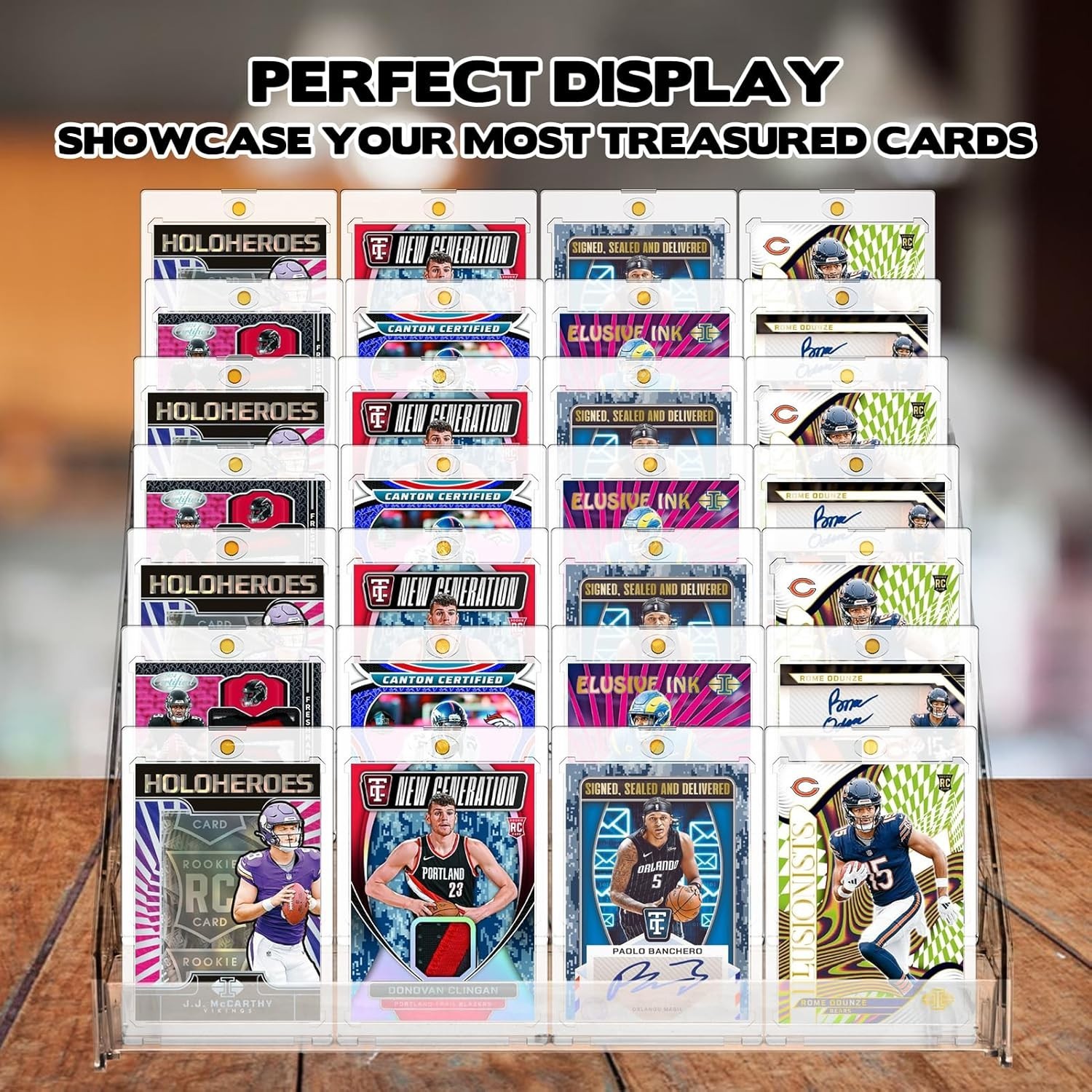 2 Pack 7 Tier Acrylic Card Display Stand, 7-tiers Versatile Display for Tradi…
