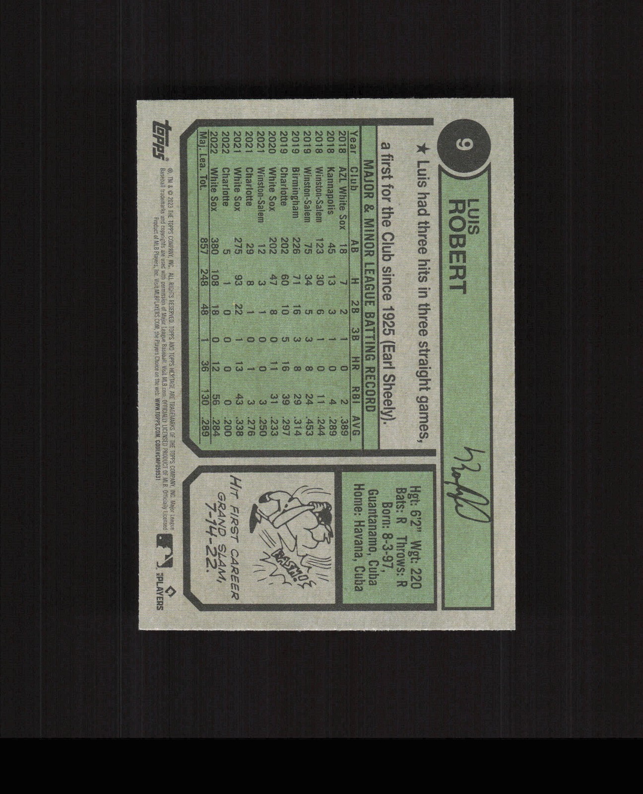 2023 Topps Heritage #9 Luis Robert Baseball Card Chicago White Sox