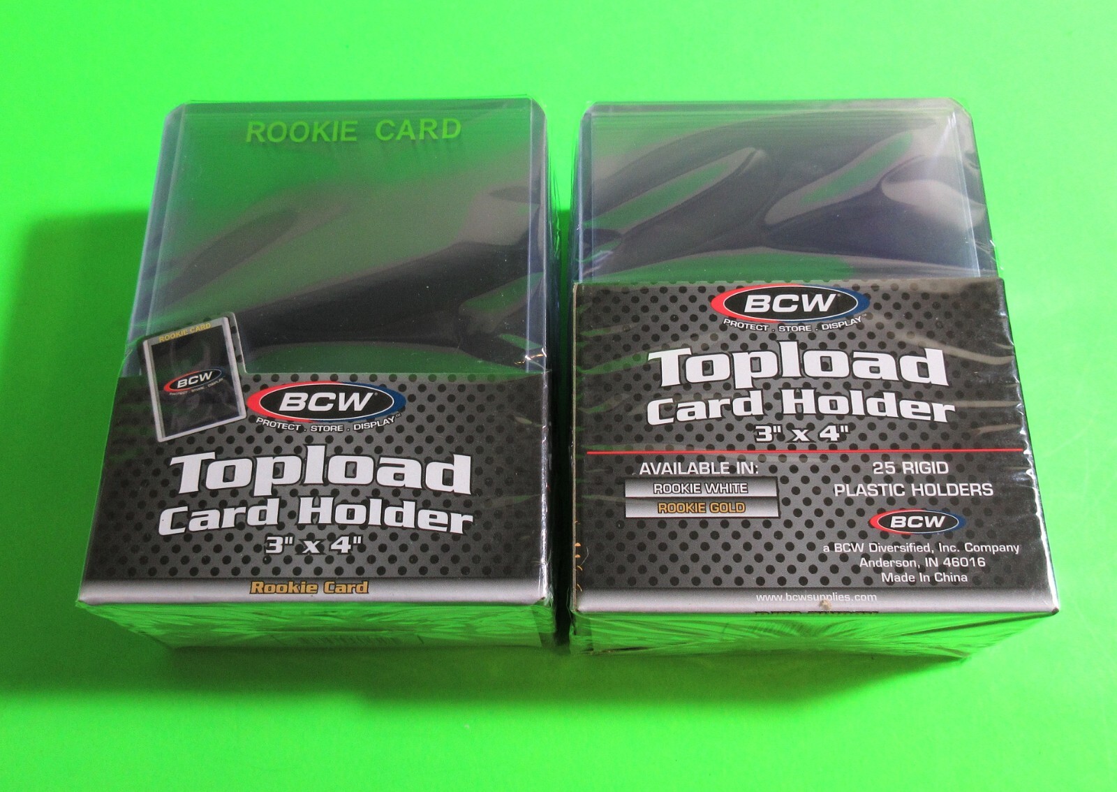 50 Rookie Topload Card Holders – Rookie Imprinted in GOLD, 3 X 4 RIGID PLASTIC