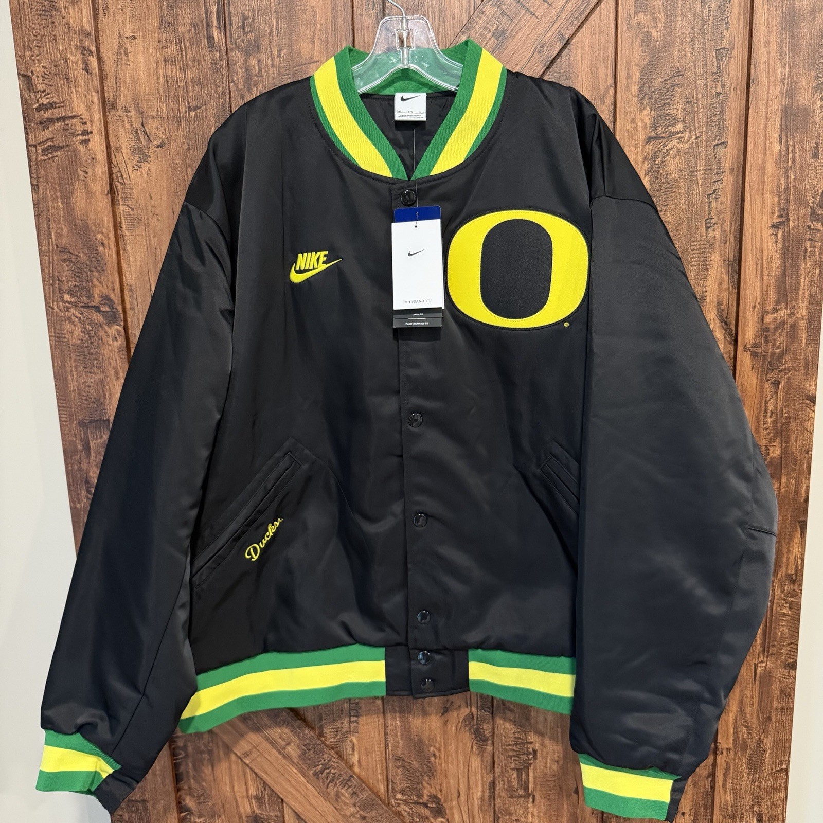Oregon Ducks Men’s 3XL Nike Legacy Full-Snap Water Repellent Bomber Jacket Black
