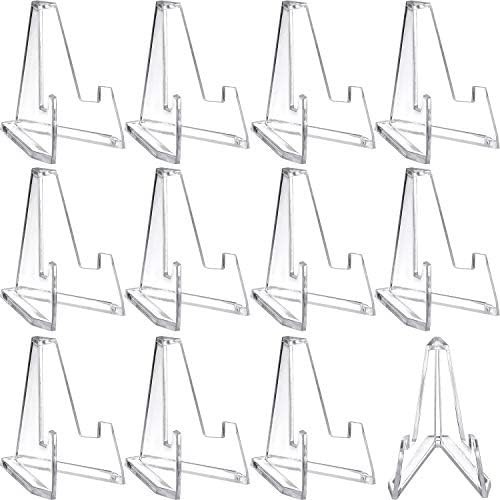 12-Pack Clear Acrylic Card Display Stands – 2.24″ Mini Easels for Collectibles