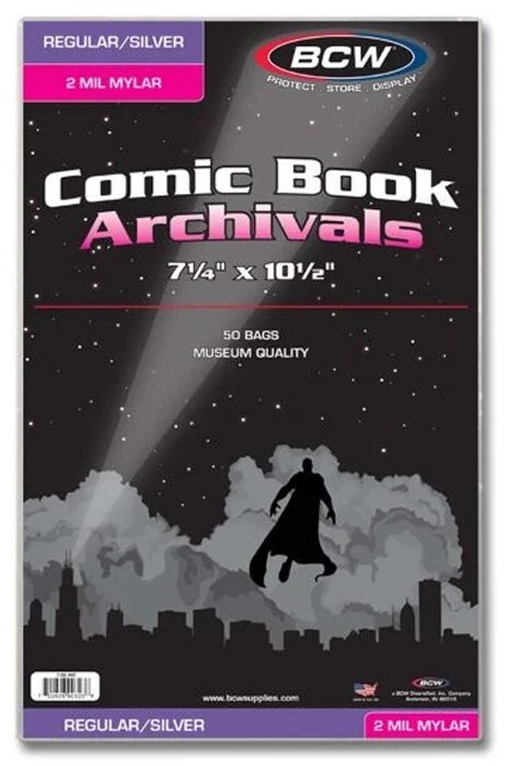 100 Silver Mylar Comic Book Bags 2 mil Archival Polyester Regular Semi Rigid BCW