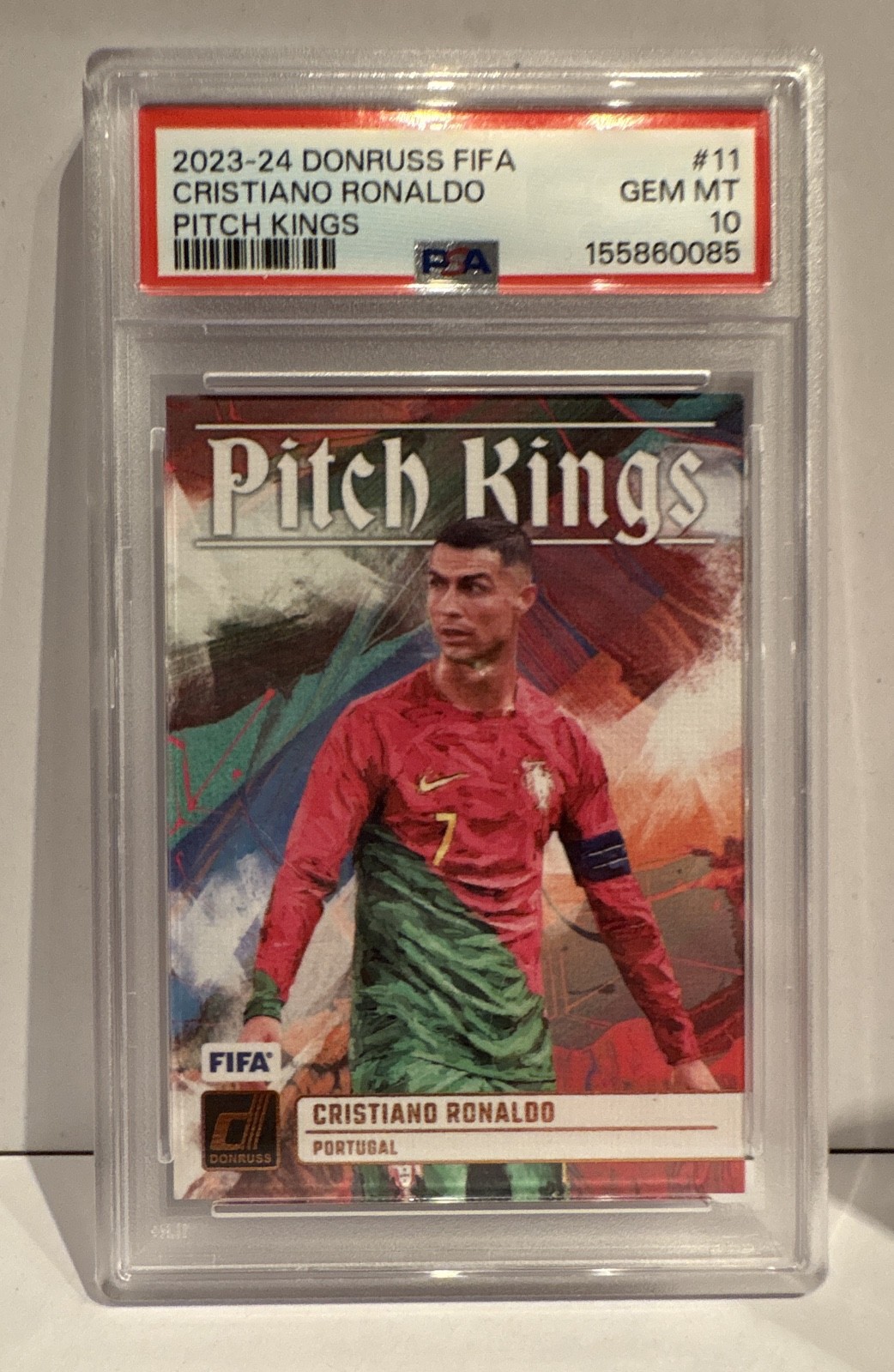 2023-24 Panini Donruss Fifa Pitch Kings Cristiano Ronaldo #11 PSA 10 Gem Low Pop