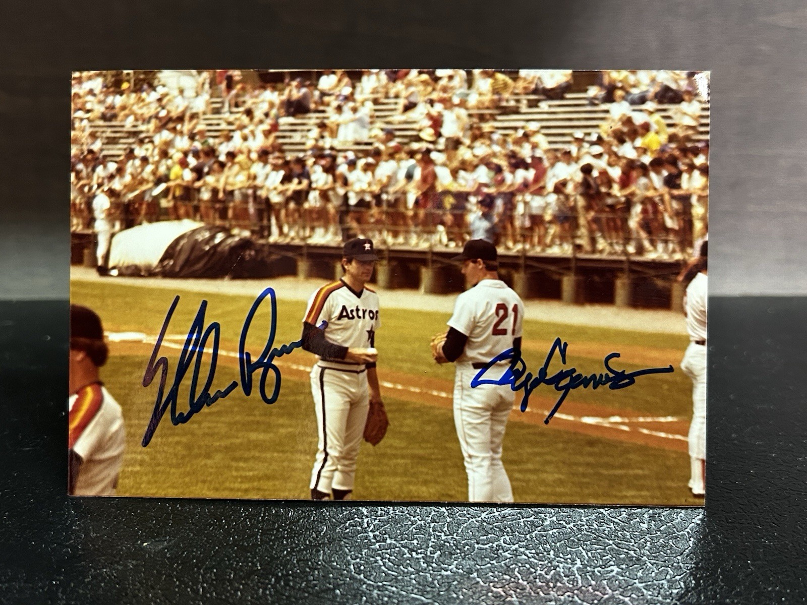 Nolan Ryan & Roger Clemens 1985 Signed Auto Photo Type I COA 4×6 Rare HOF