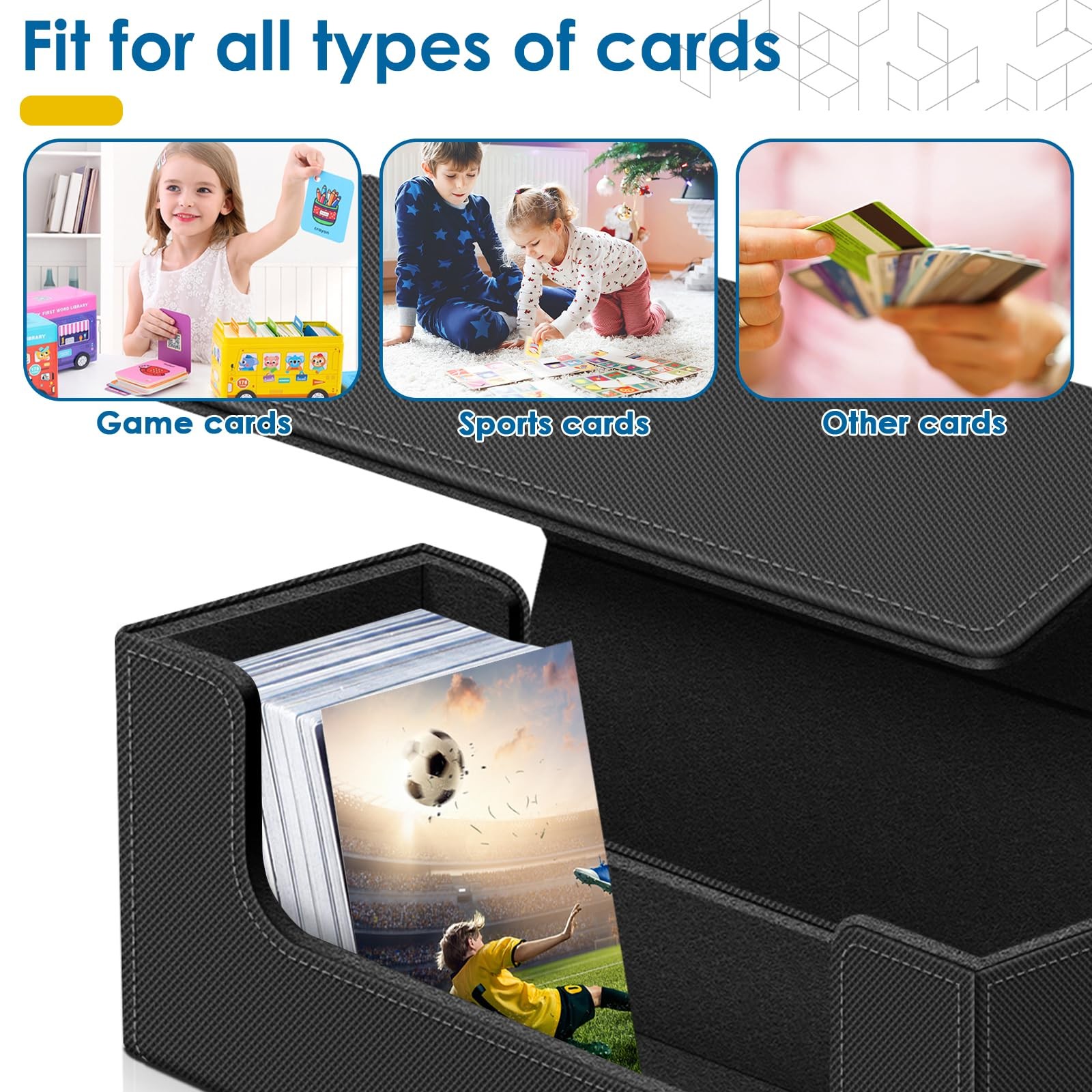 Trading Card Deck Case, Leather Magnetic Box for 600+ Sleeved MTG TCG Sports …