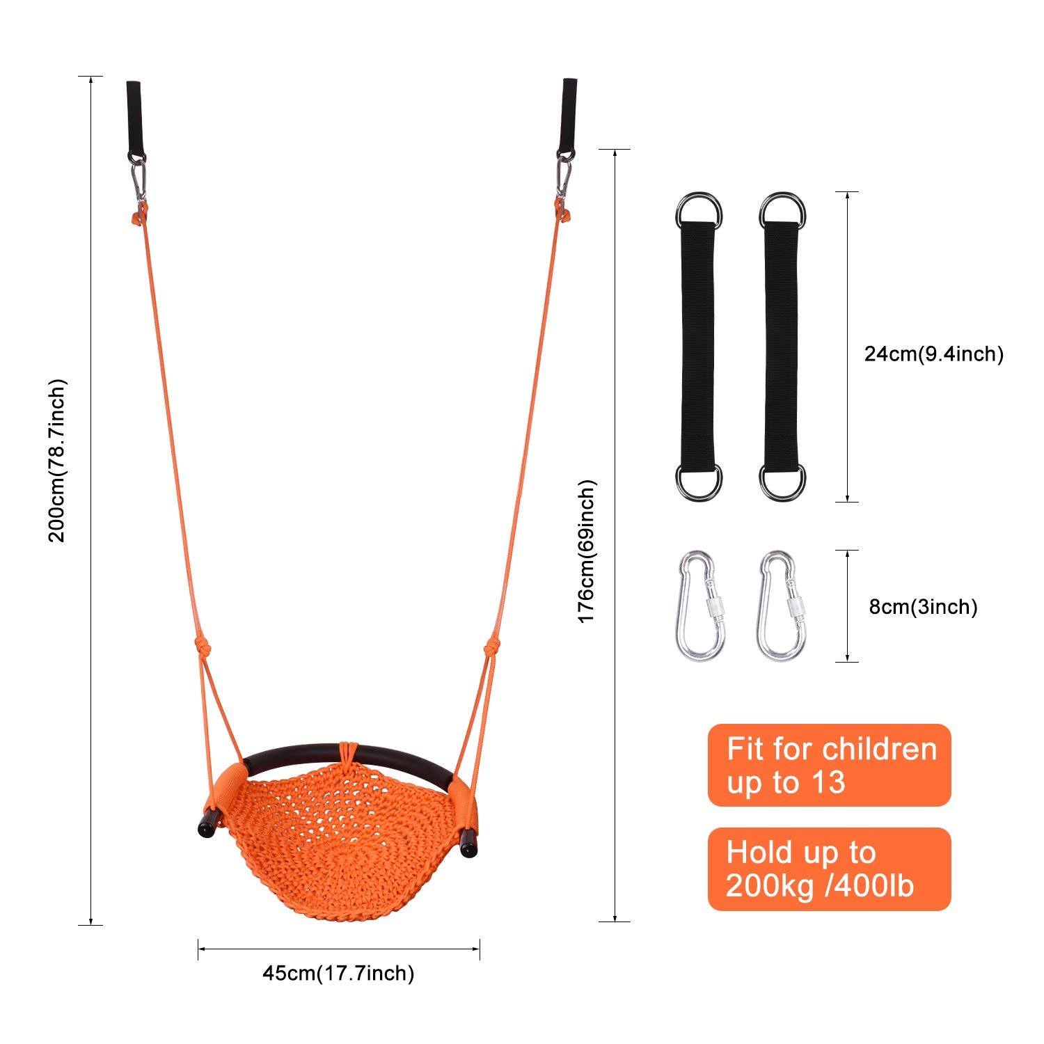 Jksmart Swing Seat For Kids Heavy Duty Rope Play Secure Children Swing