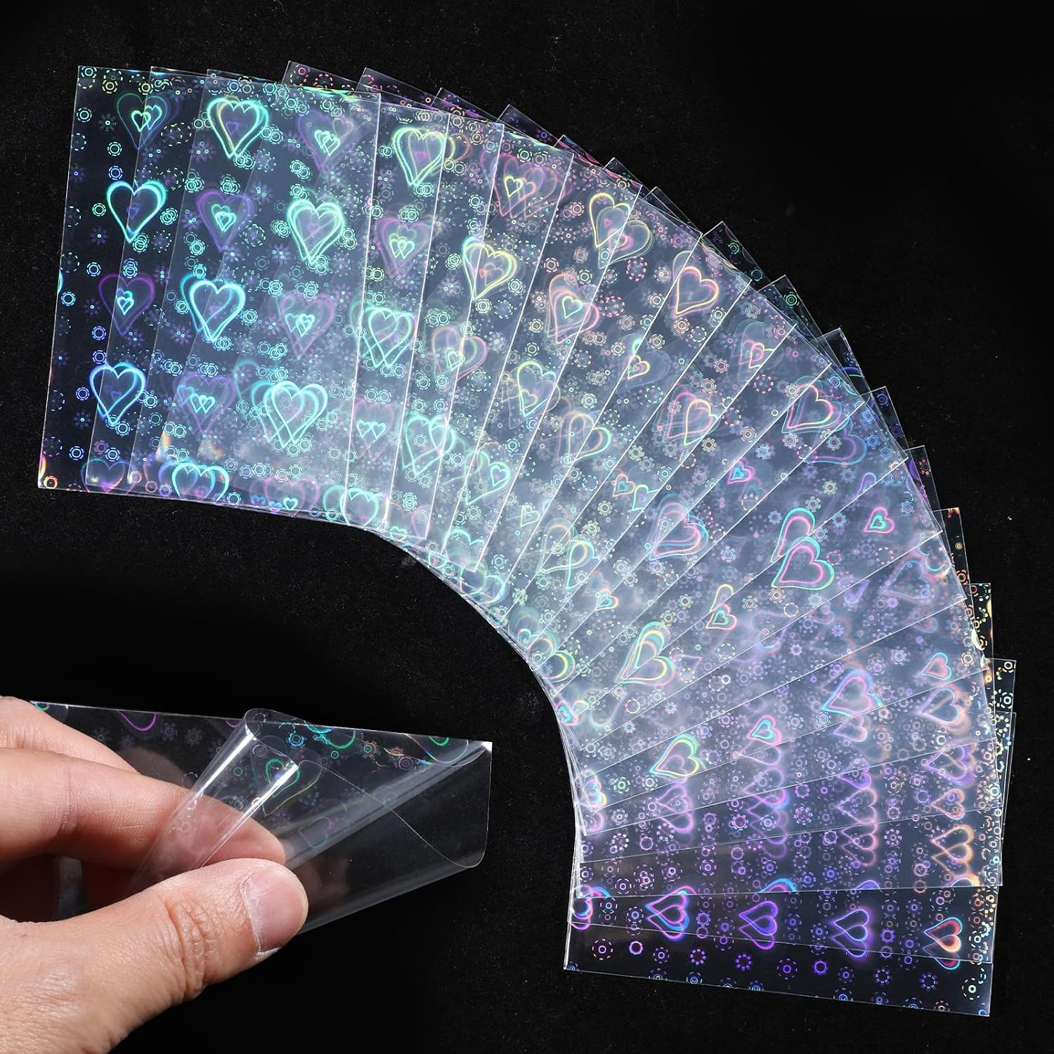 200Pcs Photocard Sleeves Heart Shape Laser Flashing Card Sleeves JJUNW Sleeves