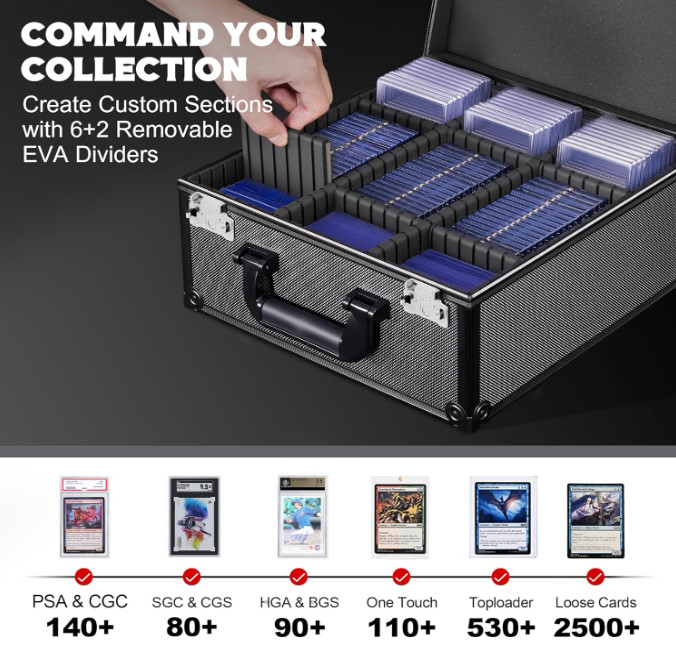 Graded Card Storage Box, Trading Card Storage Case Holds 140+ Graded Cards