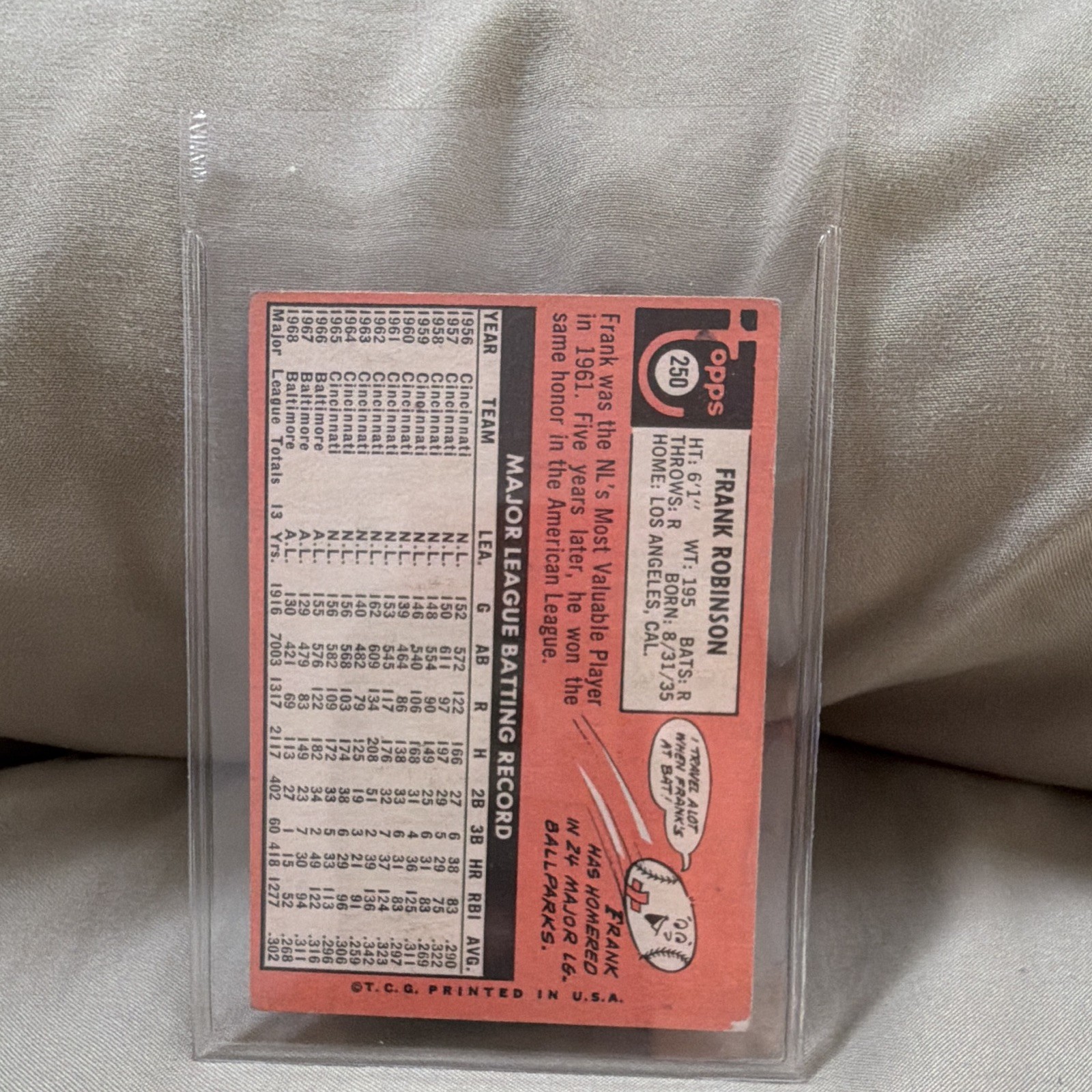 Topps 1969 Frank Robinson #250 Base Set Baltimore Orioles Baseball Card