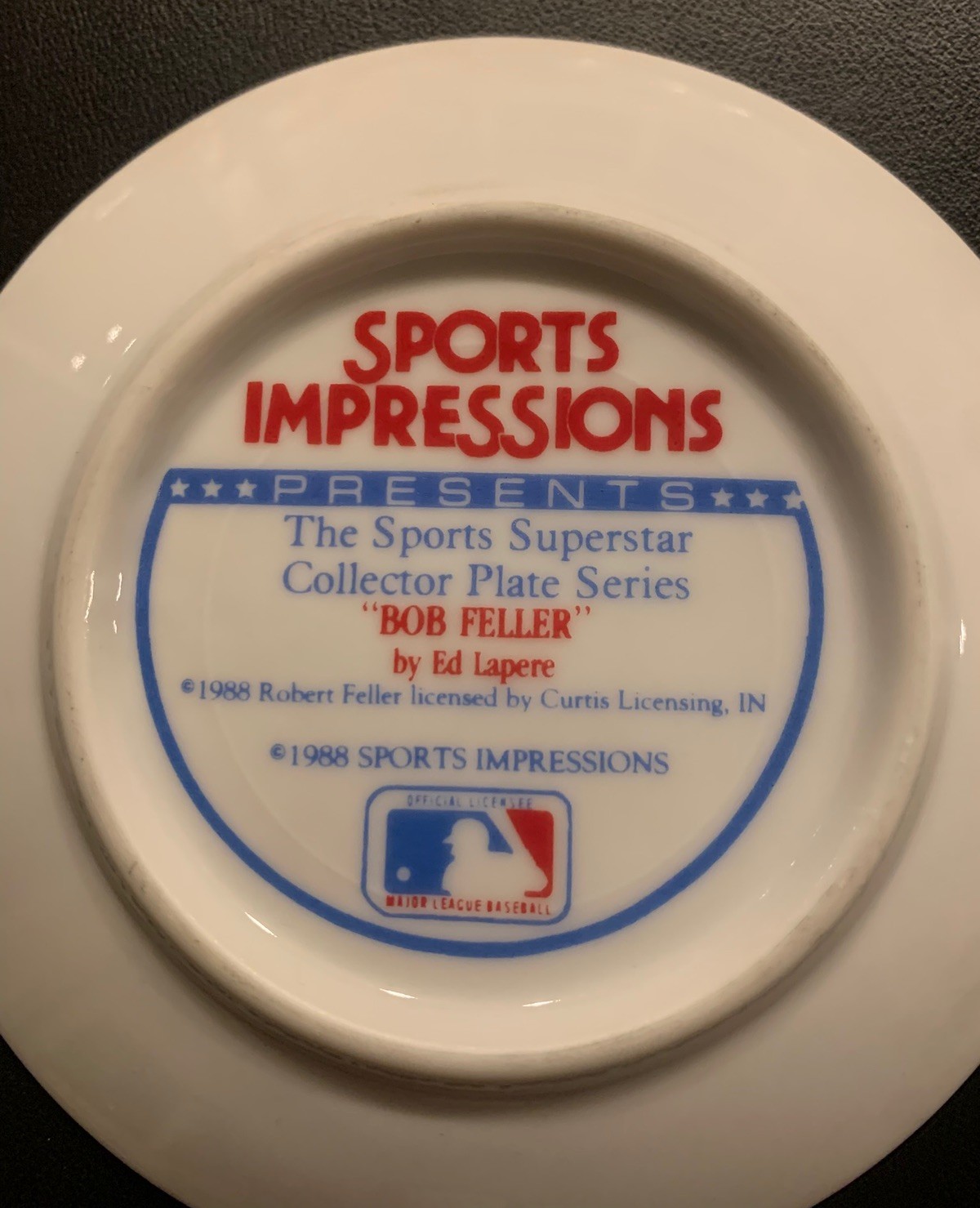 1988 Sports Impressions 4 1/4″ Collector Plate Bob Feller – Cleveland Indians