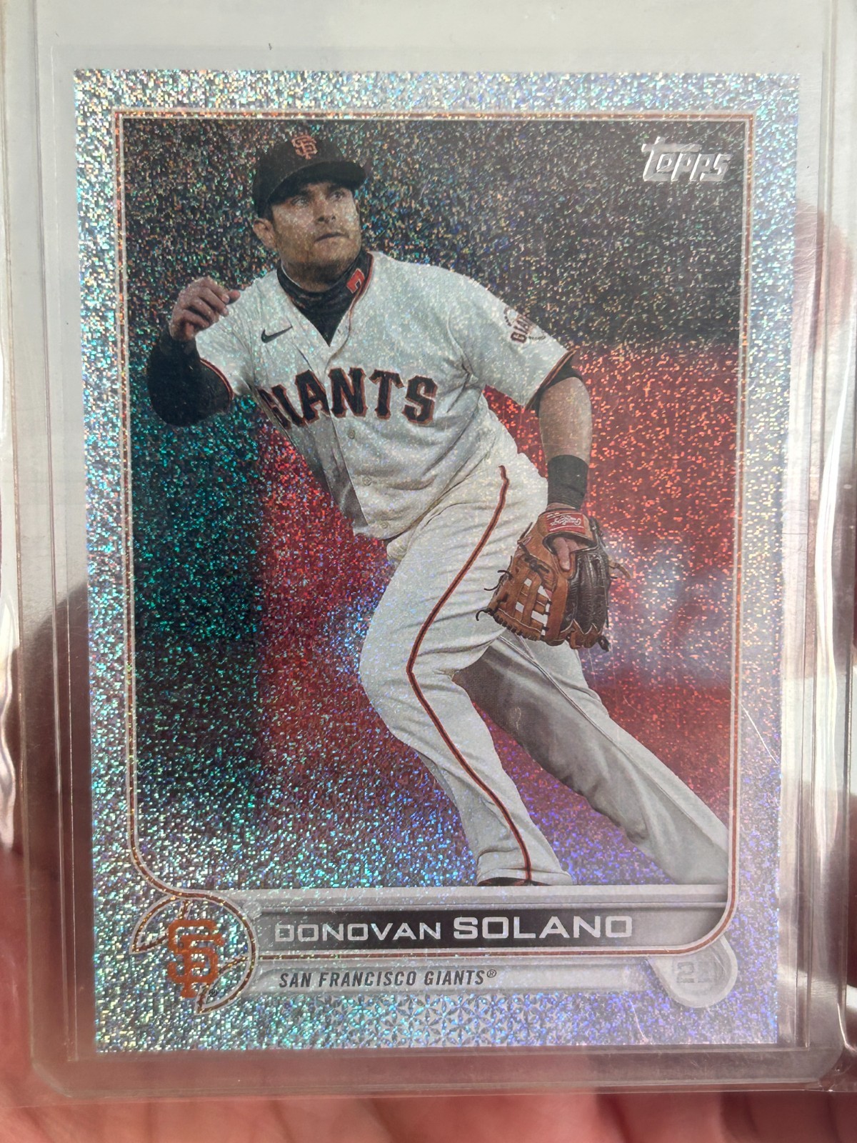 2022 Topps Baseball #426 Donovan Solano 1/1 Platinum Sparkle Foilfractor GIANTS