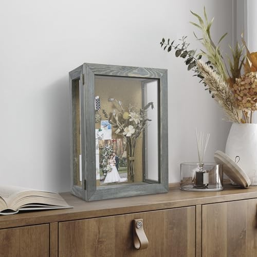 11×15 Deep Shadow Box Frame, Display Case Wall Mount for Picture, Grey