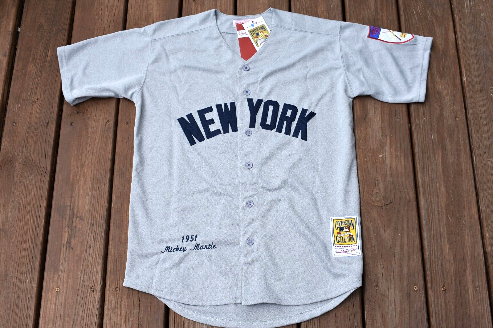 New Mickey Mantle New York Yankees Road AWAY Heavyweight Baseball Jersey L Large
