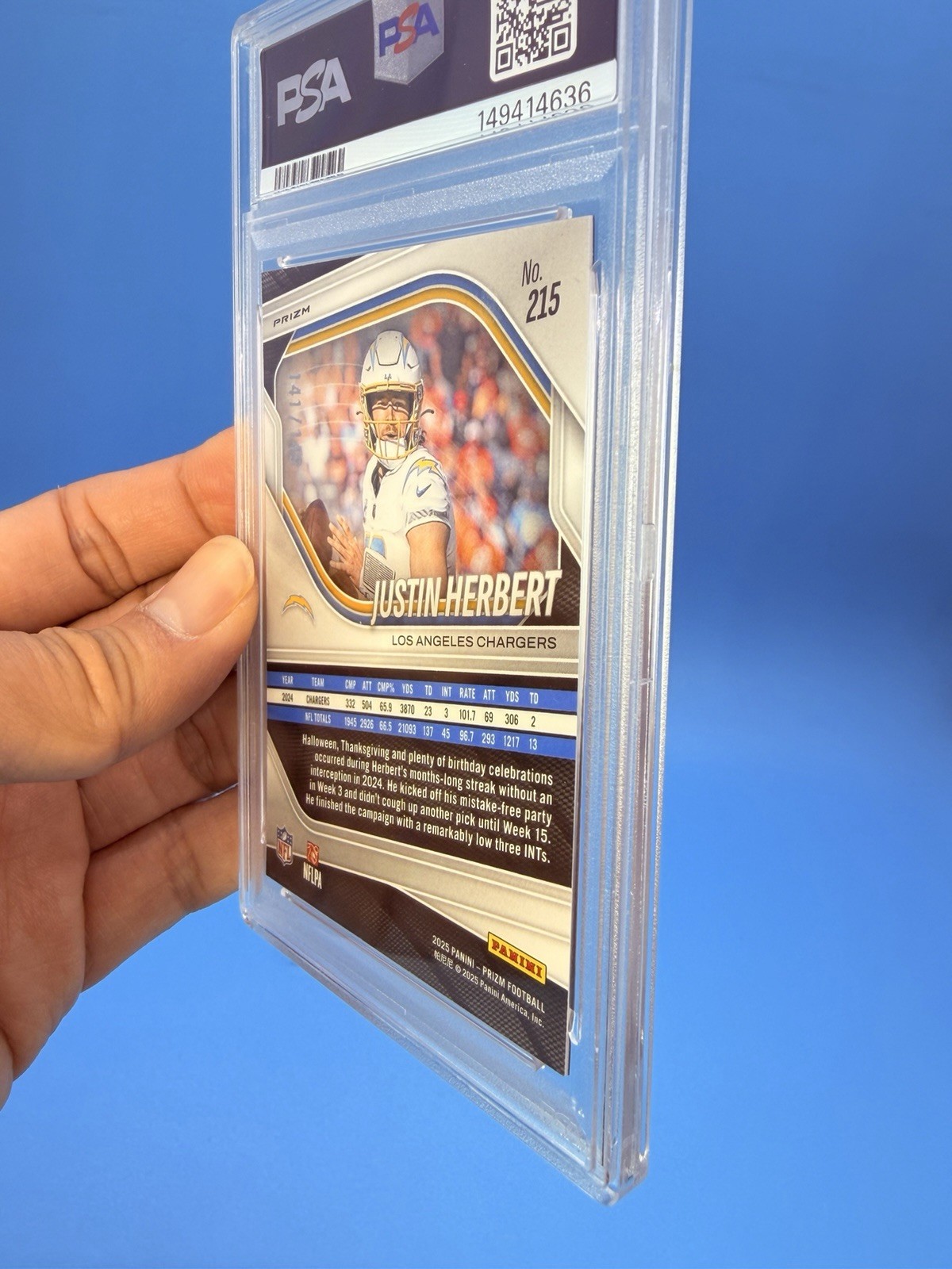 2025 Prizm ~ JUSTIN HERBERT ~ Red Wave Prizm #’d /149 ~ PSA 9 MINT POP 1 🔥