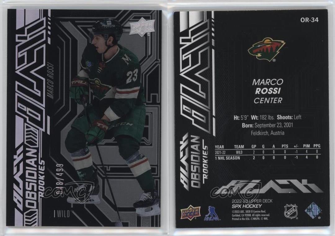 2022-23 SPx UD Black Obsidian Rookies 48/499 Marco Rossi #OR-34 14sr