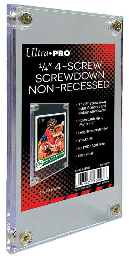 1 Ultra Pro 1/4 inch 4-Screw Screwdown Non Recessed Trading Card Holder 3×5