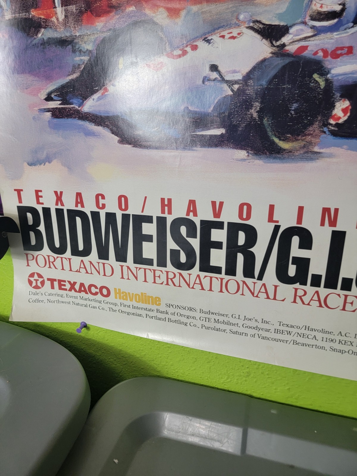 Vtg Arrivederci Mario Andretti Poster Budweiser 200 Final Indycar Portland Rare