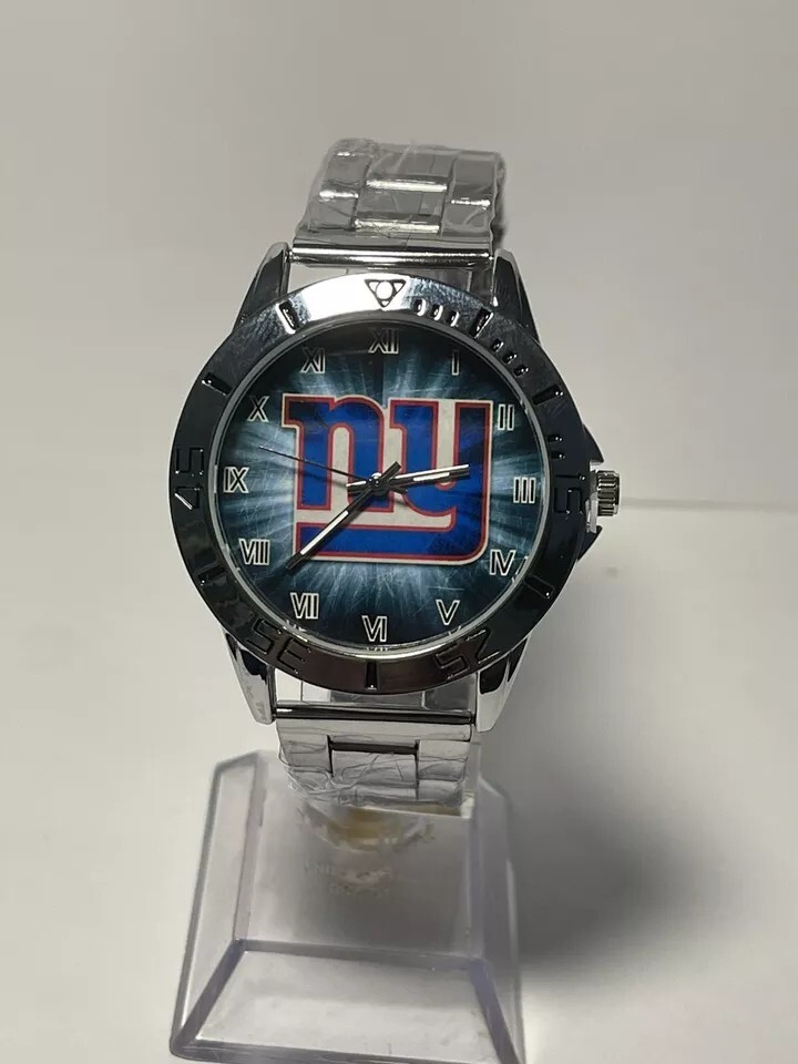 New York Giants NFL Team Logo Men’s Stainless-Steel Silver Watch NEW
