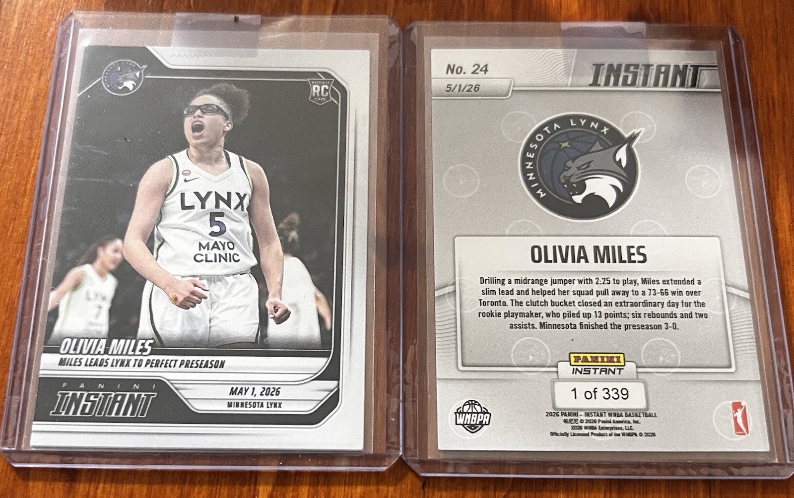 2026 Panini Instant WNBA Olivia Miles ROOKIE CARD SP Minnesota Lynx #24 RC 🔥