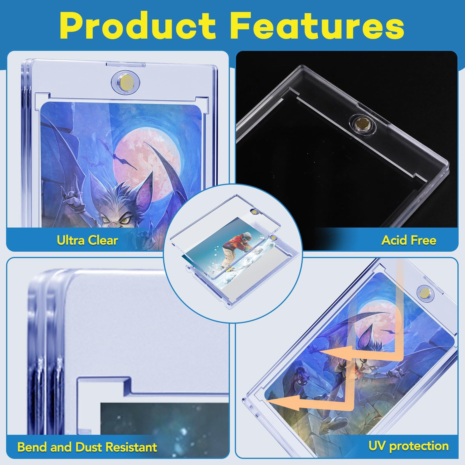 20 Pack Ultra Clear One Touch Magnetic Card Holder For 35PT Trading Sports Cards
