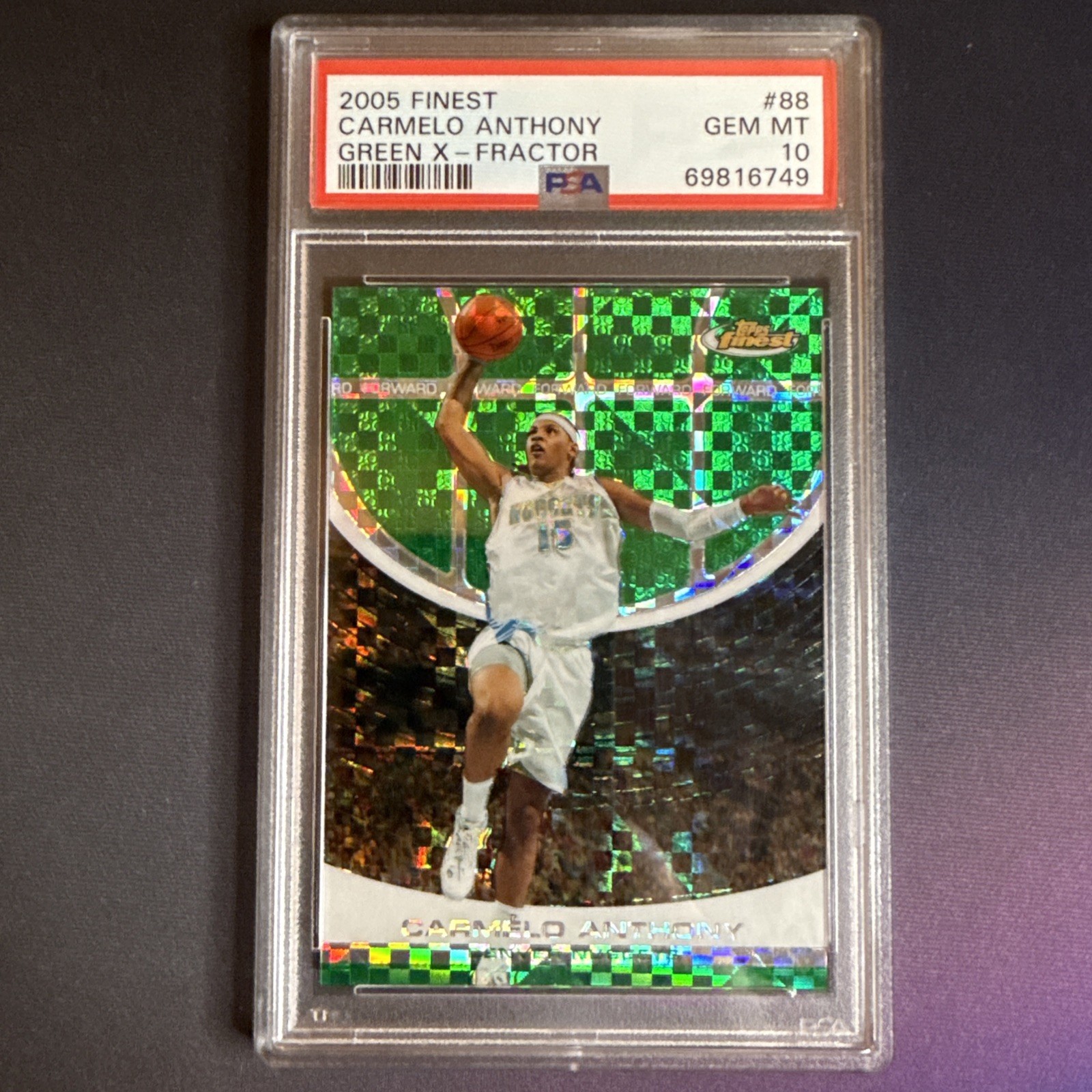 2005 Topps Finest Carmelo Anthony Green X-Fractor /69 PSA 10 – RARE