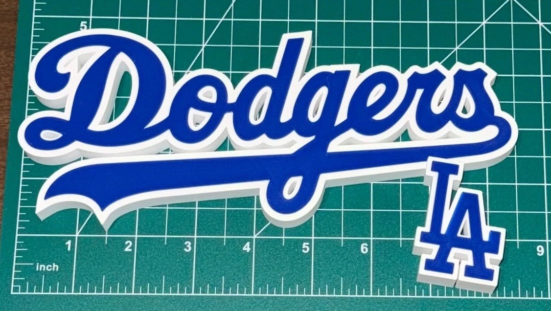 Los Angeles Dodgers LA Script Sign Logo 3D Printed Freestanding Shelf Desk Decor