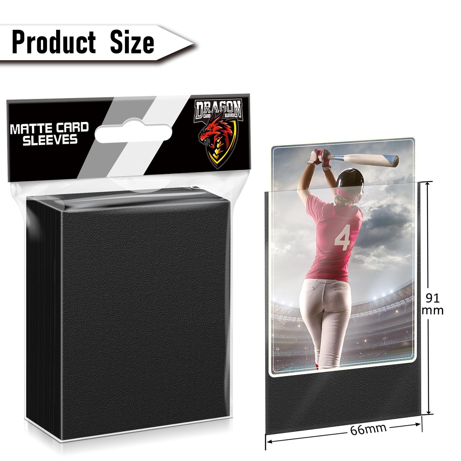 1000 Pcs Black Card Sleeves Toploaders for Trading Card, Matte Card Sleeves D…