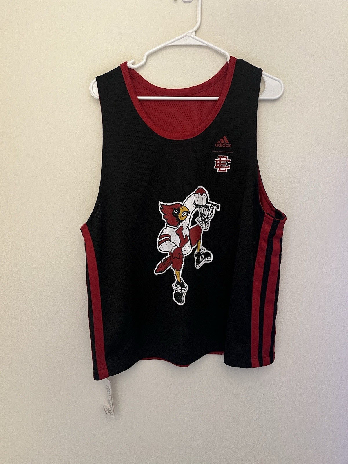 Louisville Cardinals Adidas Eric Emanuel Reversible Basketball Jersey (L) NEW