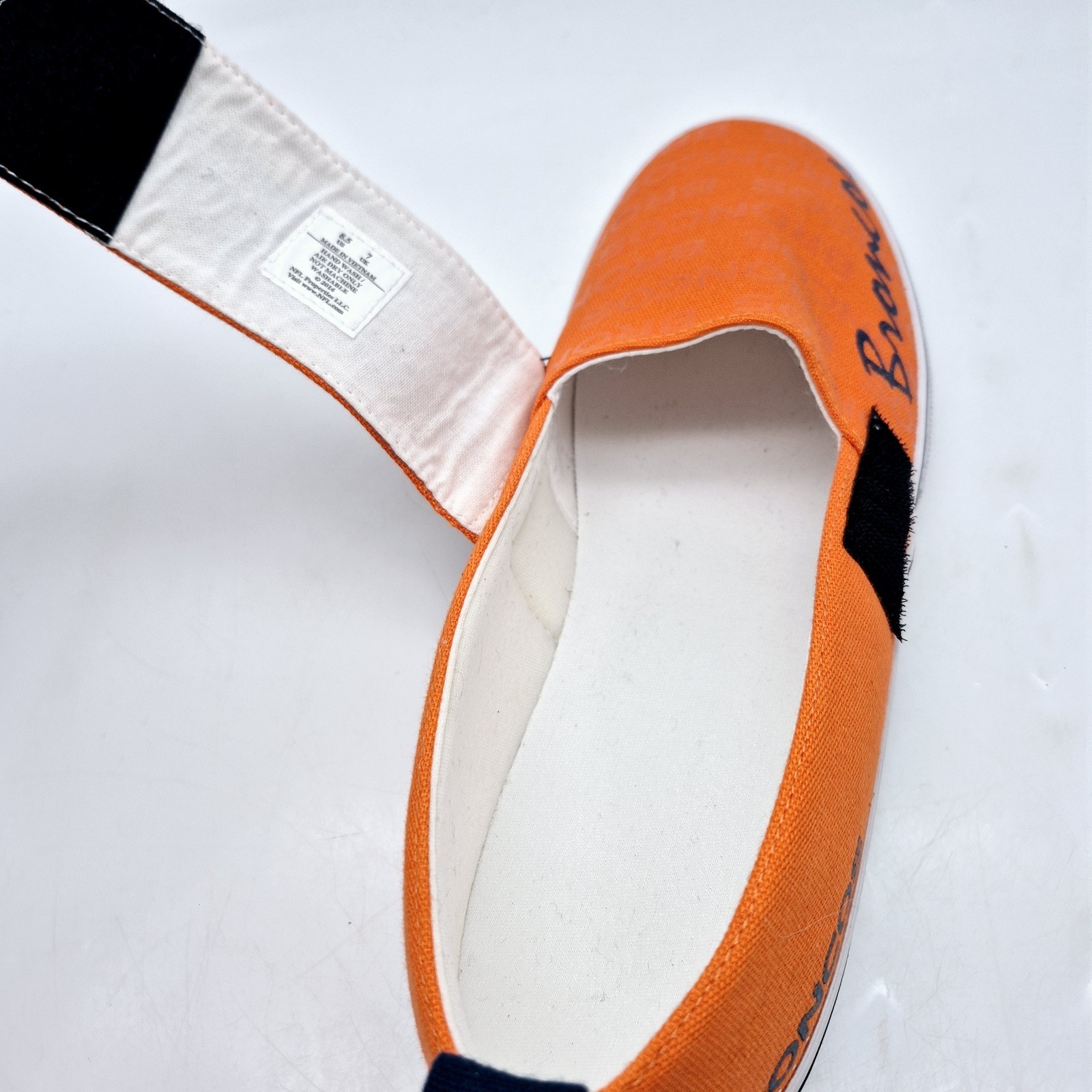 Denver Broncos NFL Womens Slip On Shoes Size 8.5 Flap Orange New