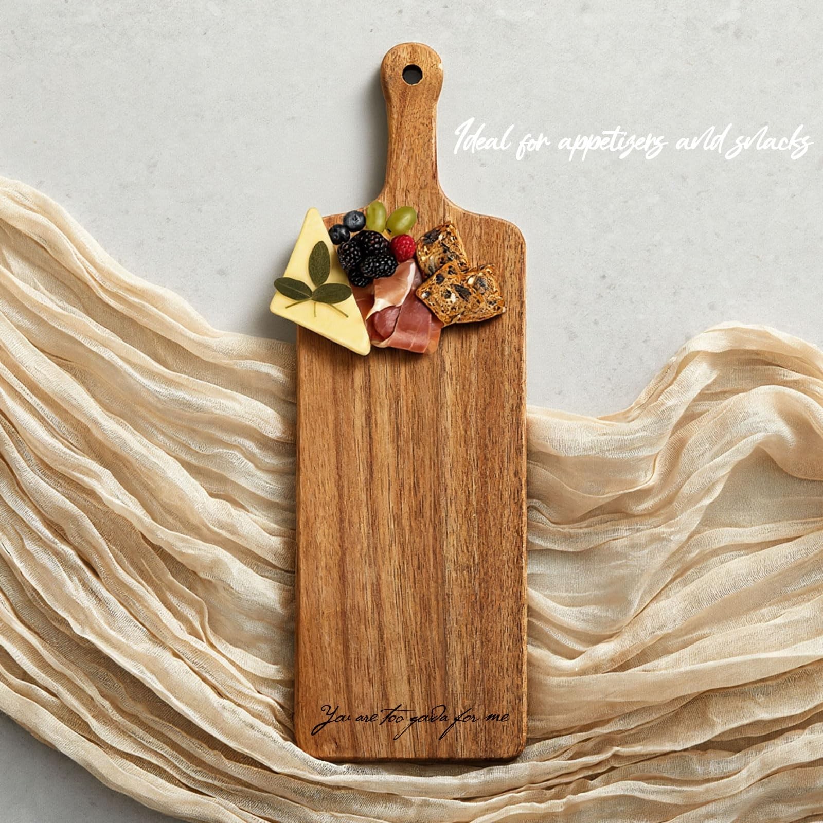Ziliny 6 Cheese Board: 12.6 × 4.02 × 0.39 inches/ 32 x 10.2, Acacia Color