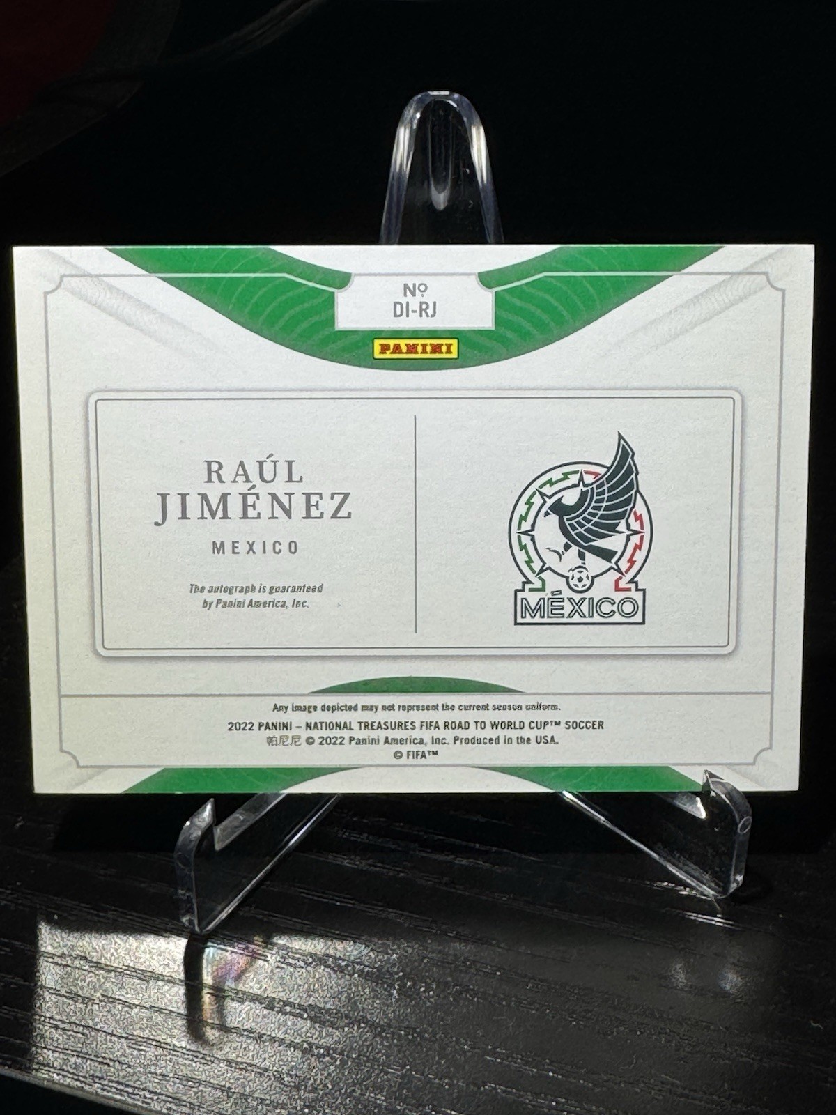 2022 RAUL JIMENEZ 23/49 AUTO PANINI NATIONAL TREASURES FIFA ROAD TO WORLD CUP