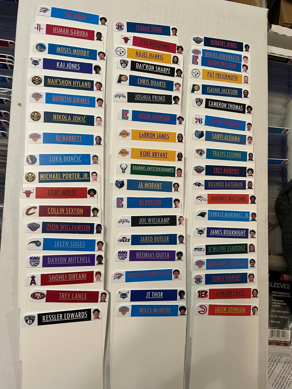 Customized Sports Card BCW Tall Dividers w/Labels NFL MLB NBA NHL & Players!