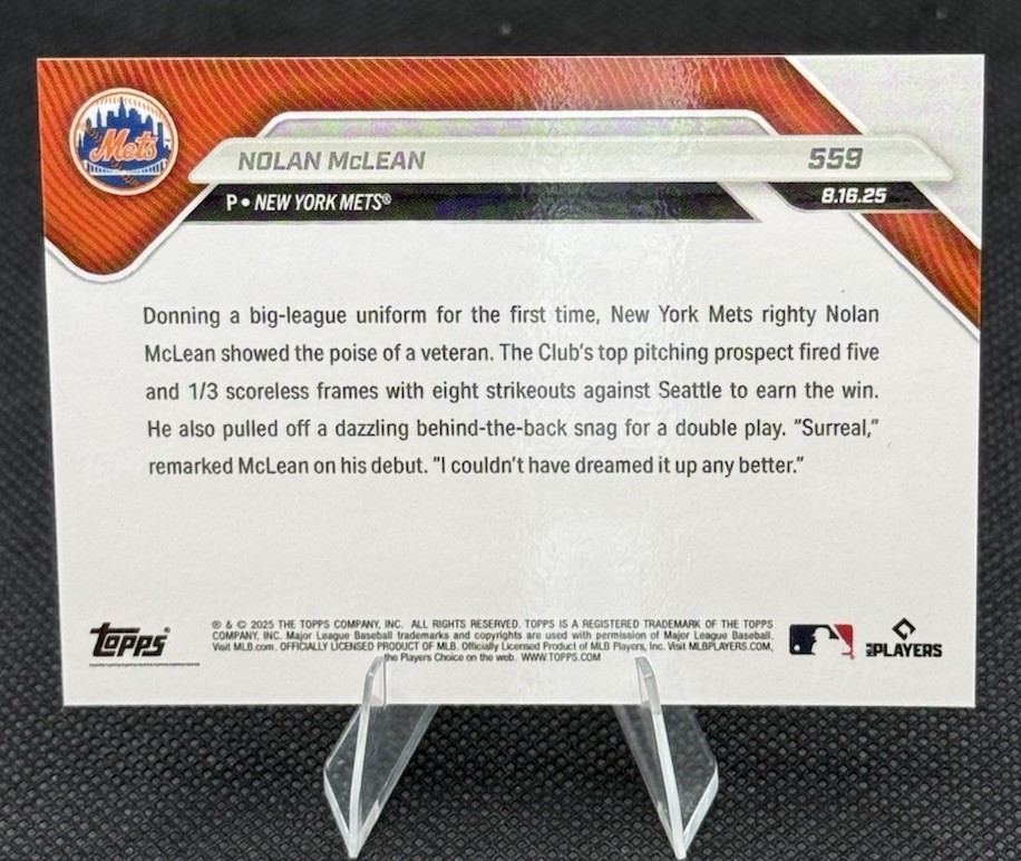 2025 Topps Now – Nolan McLean #559 /3027 (RC)