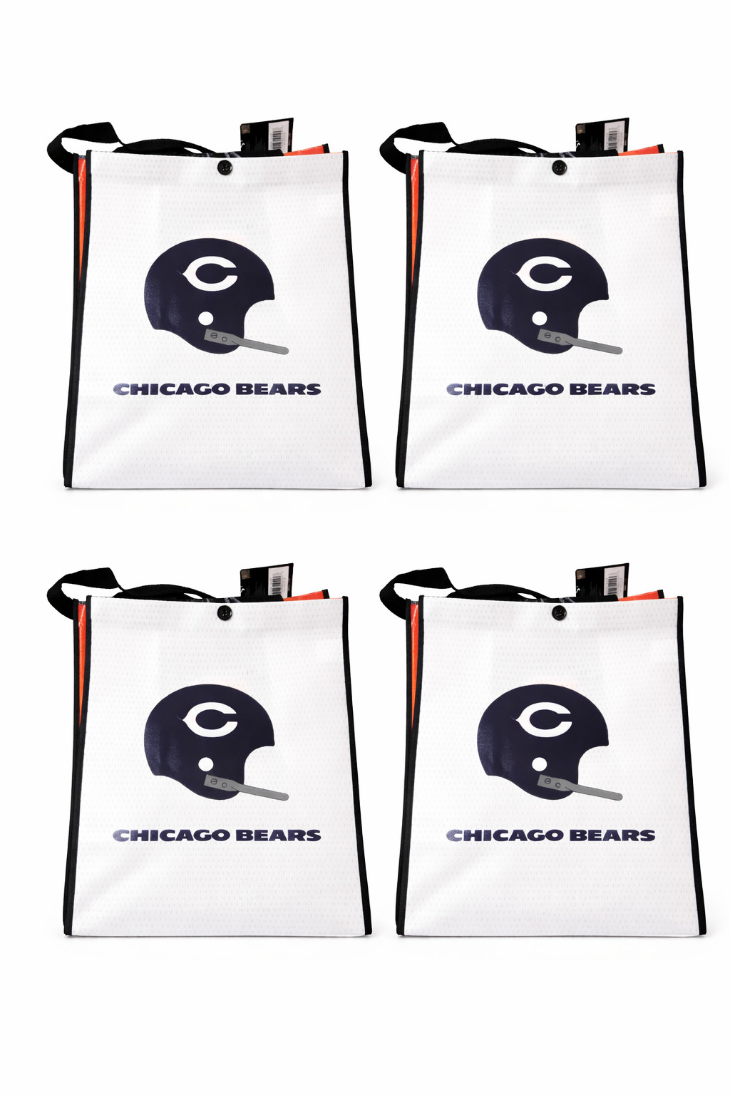 Chicago Bears Reusable Tote Bags – 4 Pack, NFL Team Logo Shopping & Gift Bags