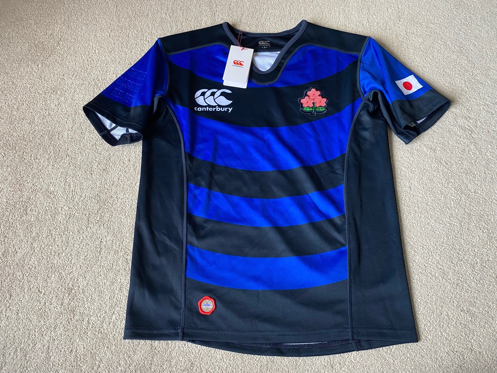 Japan Rugby Shirt 2015/16 Official Away Blue/Black Stripe Small Canterbury New