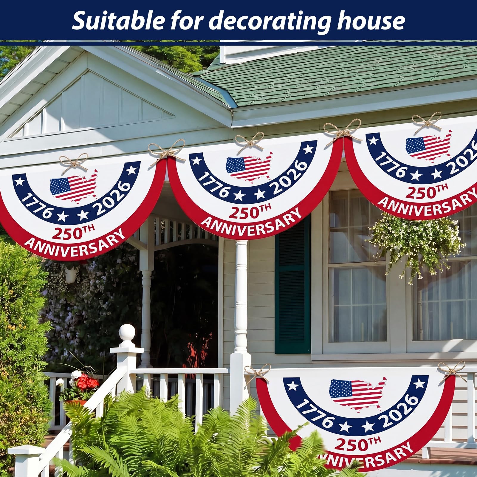4 Pcs 250th Anniversary Bunting American Flag Bunting 4th of July Decoration 177
