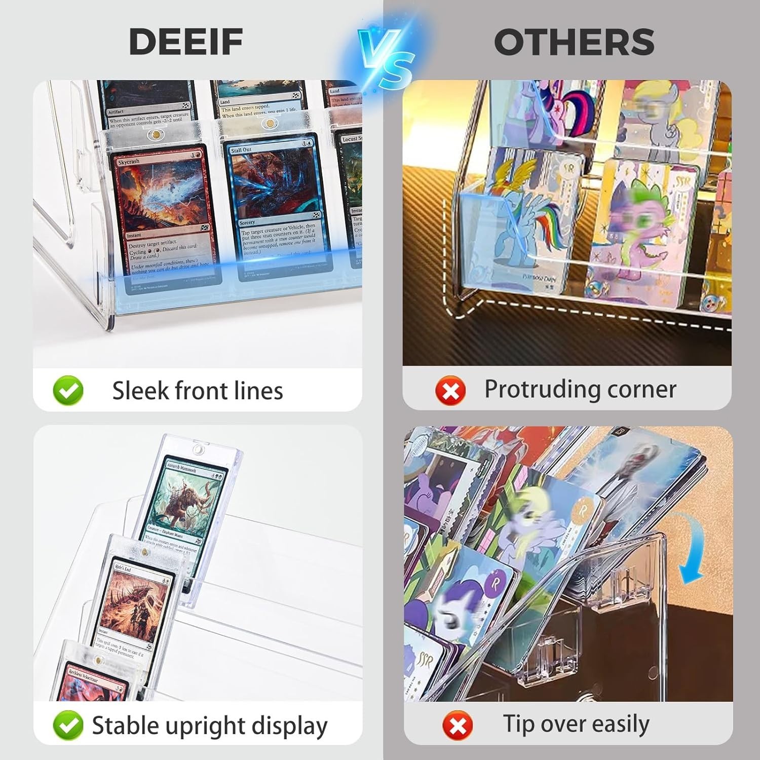 Card Display Stand Acrylic 4 Tier Shelf for Trading Cards Sports TCG PSA