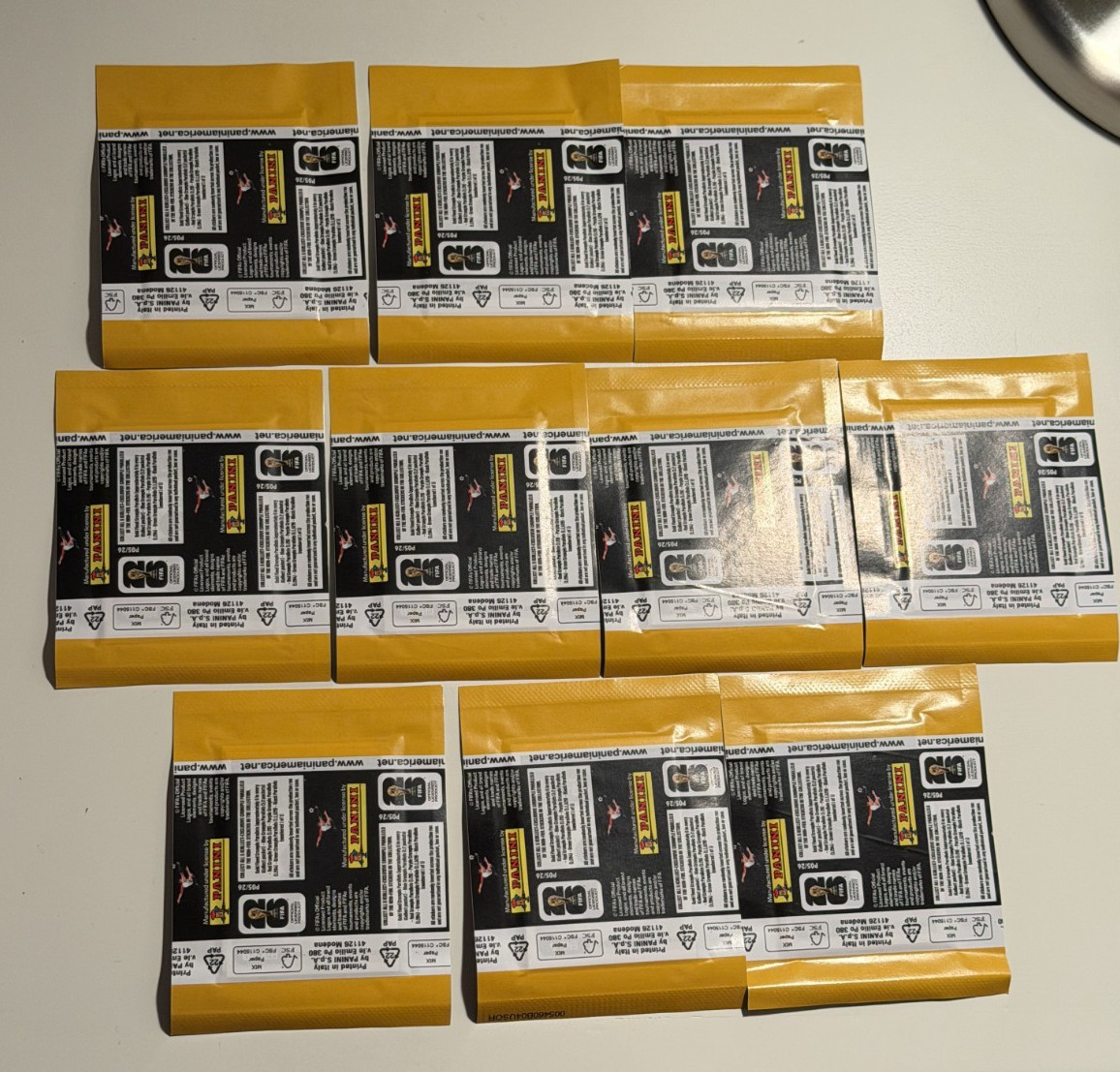 2026 Panini FIFA World Cup Gold Crumple SEALED Sticker Pack LOT of 10 Packs