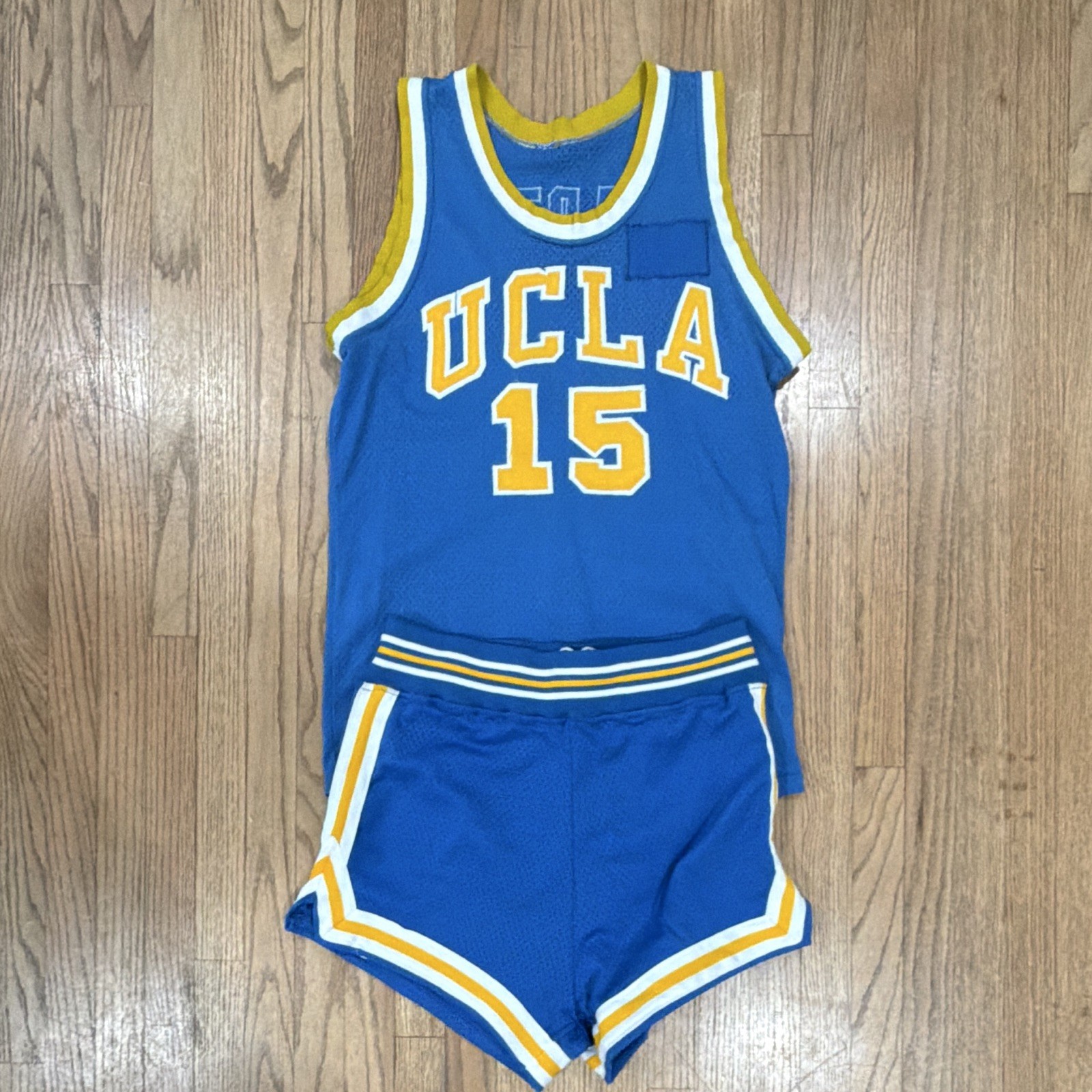 Goodman & Sons UCLA Bruins Martin #15 Basketball Uniform Blue Gold White Size 42