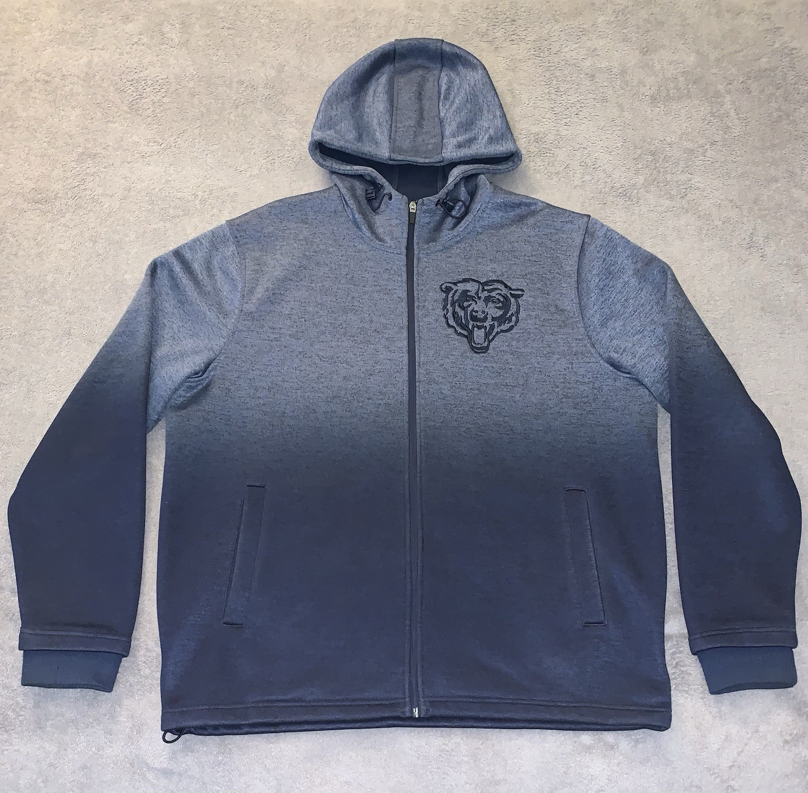 Chicago Bears G-III Hoodie Mens Extra Large Blue Fade Full Zip Midweight Fleece