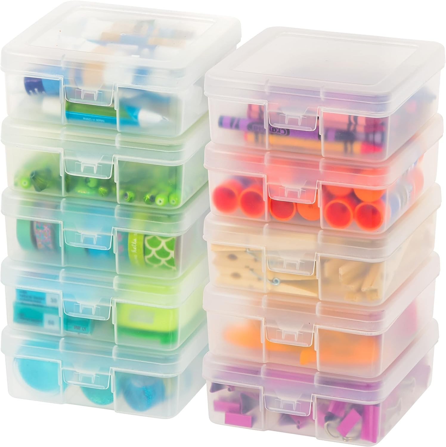 Lightweight Plastic Bead Storage Box Set – 10 Clear Cases with Snap Lock Closure