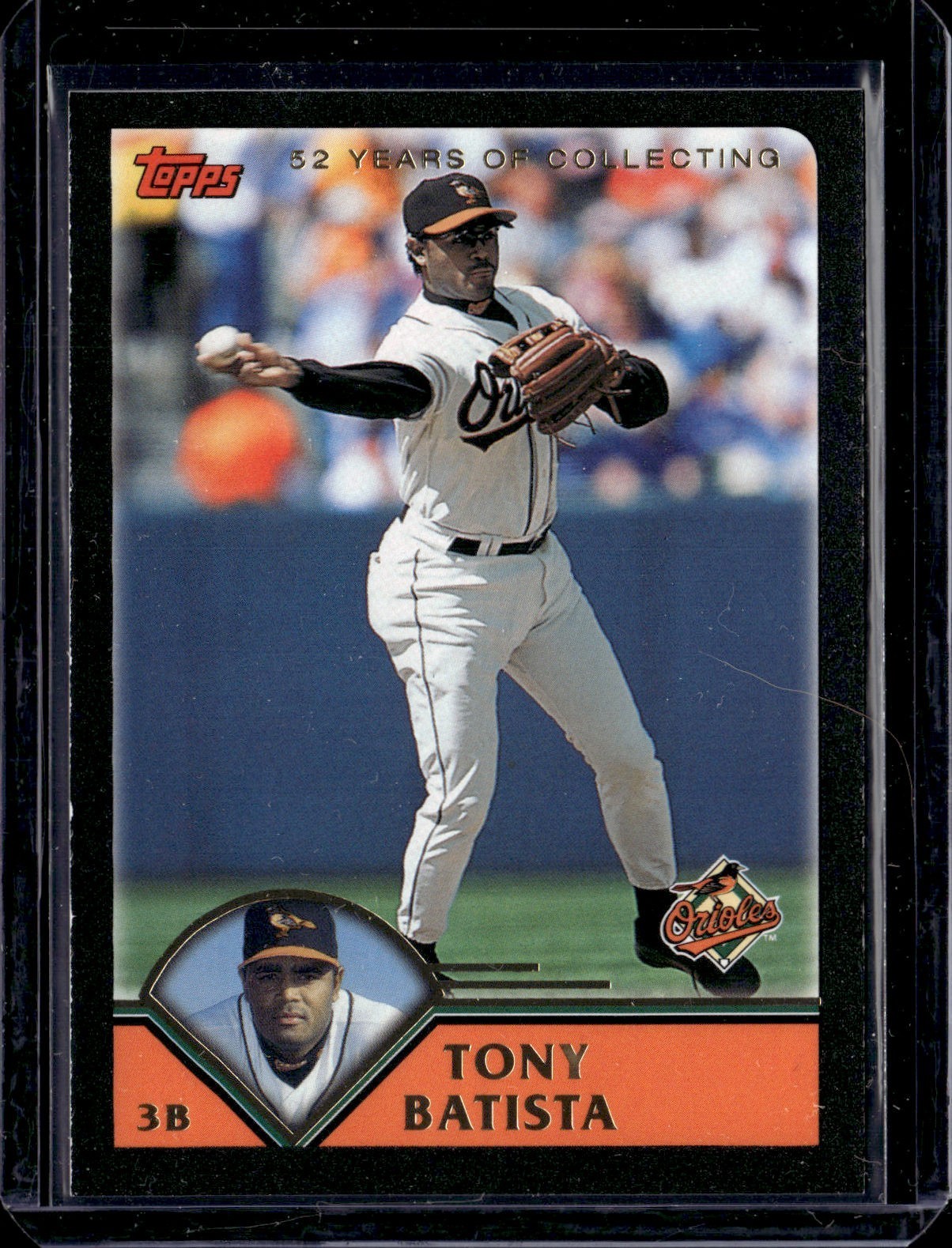 2003 TOPPS BLACK FOIL BORDER PARALLEL #195 TONY BATISTA ORIOLES RARE SP #/52