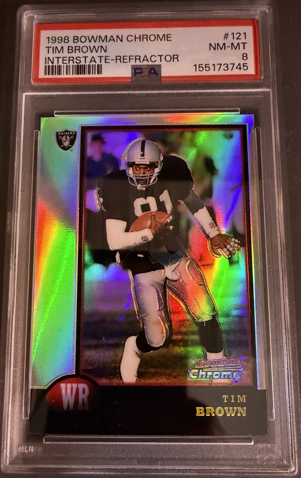 Tim Brown 1998 Bowman Chrome Interstate Refractor PSA 8