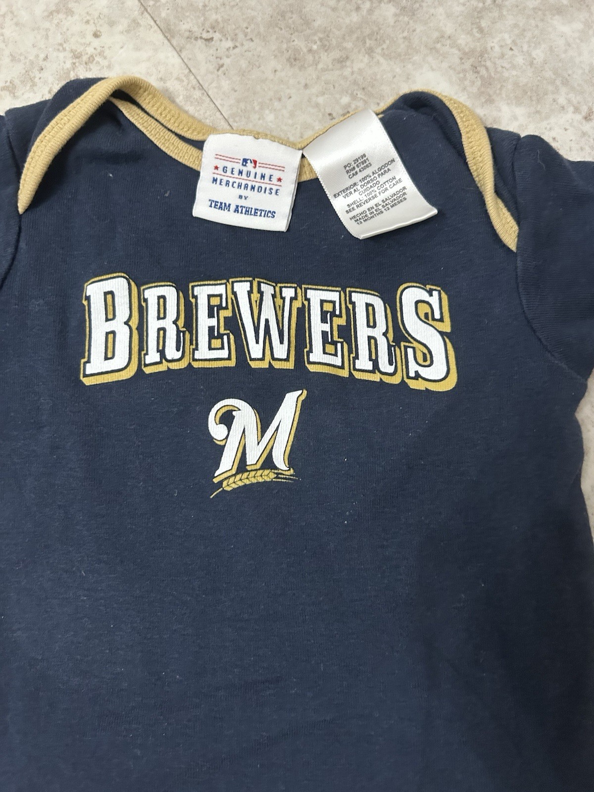 MLB Milwaukee Brewers Baby 1 Piece Romper Licensed Team Athletics + Super Cheesy